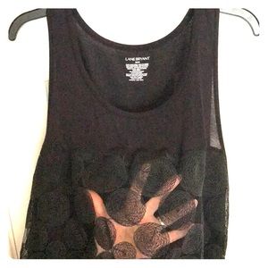 Lane Bryant Black Top with embroidered front liner